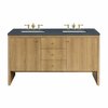 James Martin Vanities Hudson 60in Double Vanity, Light Natural Oak w/ 3 CM Charcoal Soapstone Top 435-V60D-LNO-3CSP